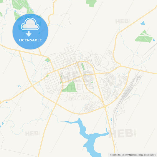 Printable street map of Vryheid, South Africa