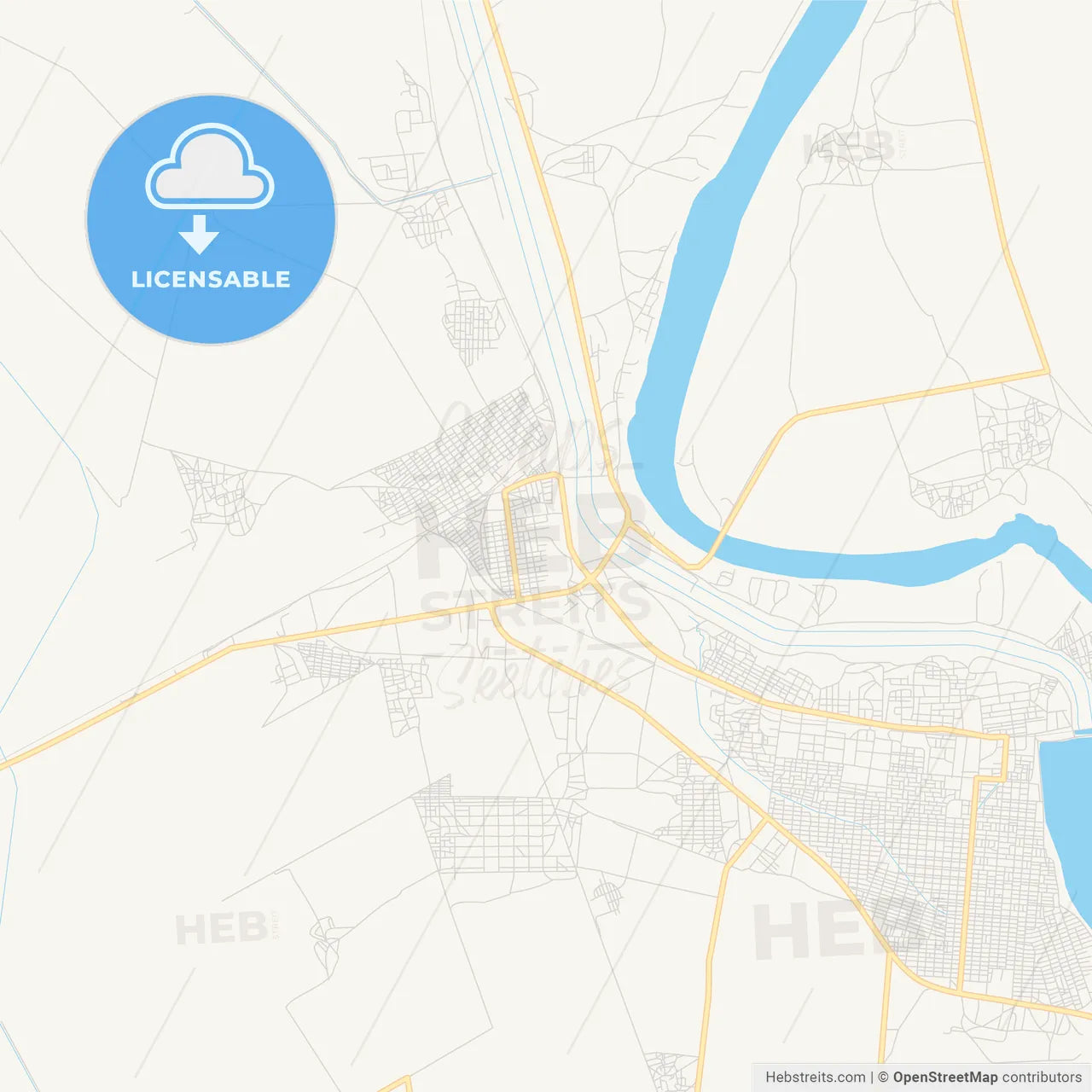 Printable street map of Sinnar, Sudan