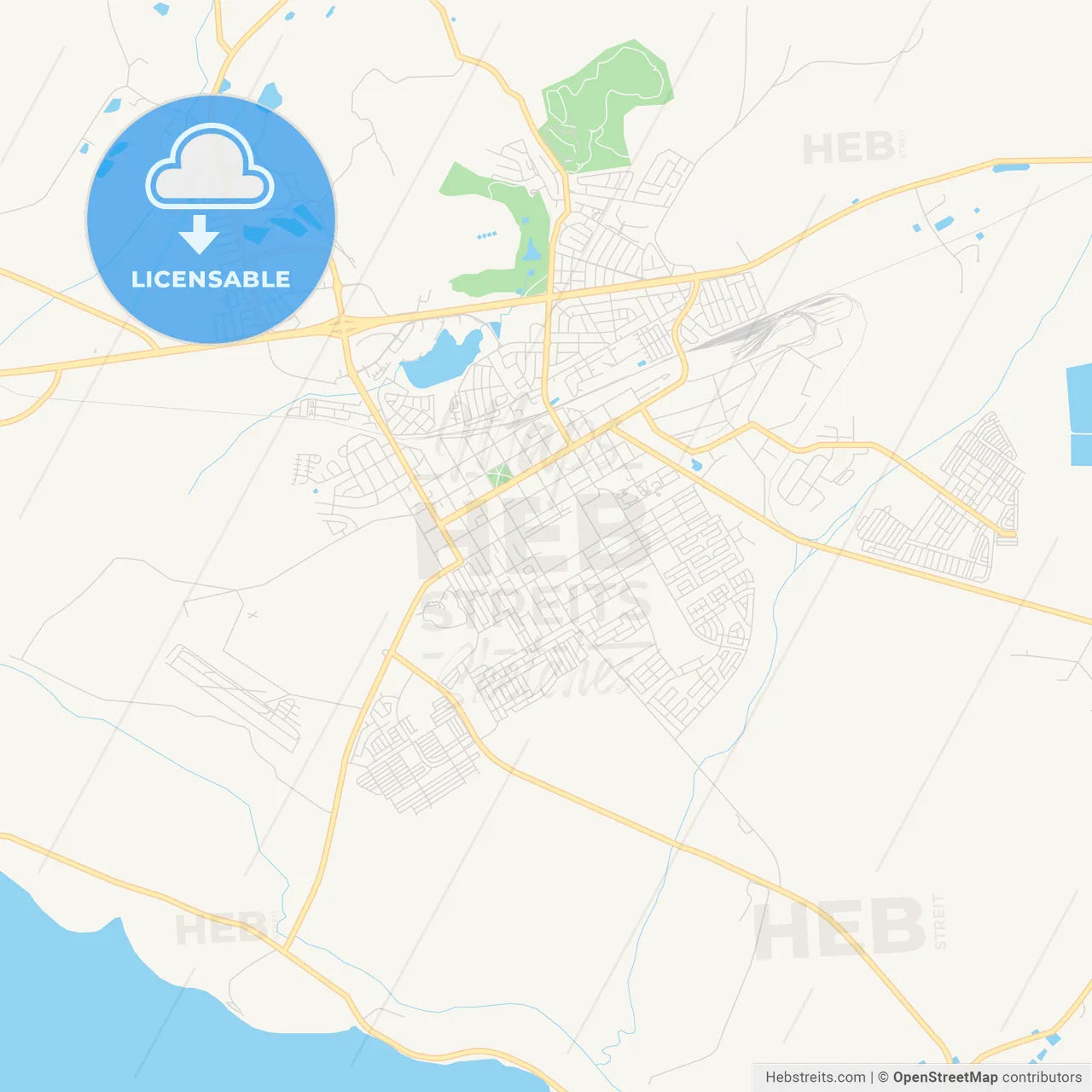 Printable street map of Worcester, South Africa