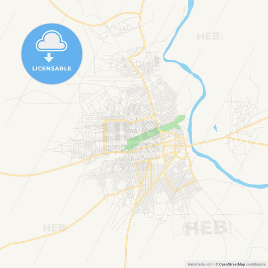 Printable street map of Wau, South Sudan