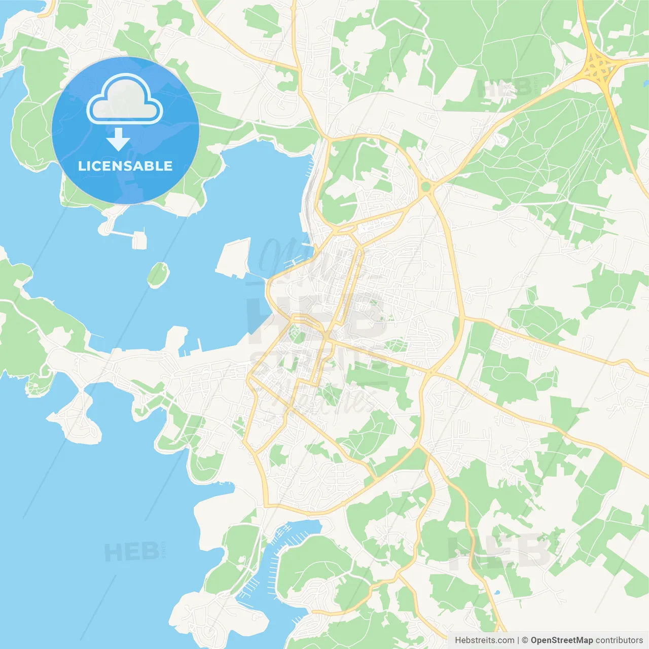 Pula/Pola, Croatia Vector Map - Classic Colors