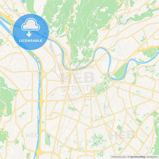 Grenoble, France Vector Map - Classic Colors