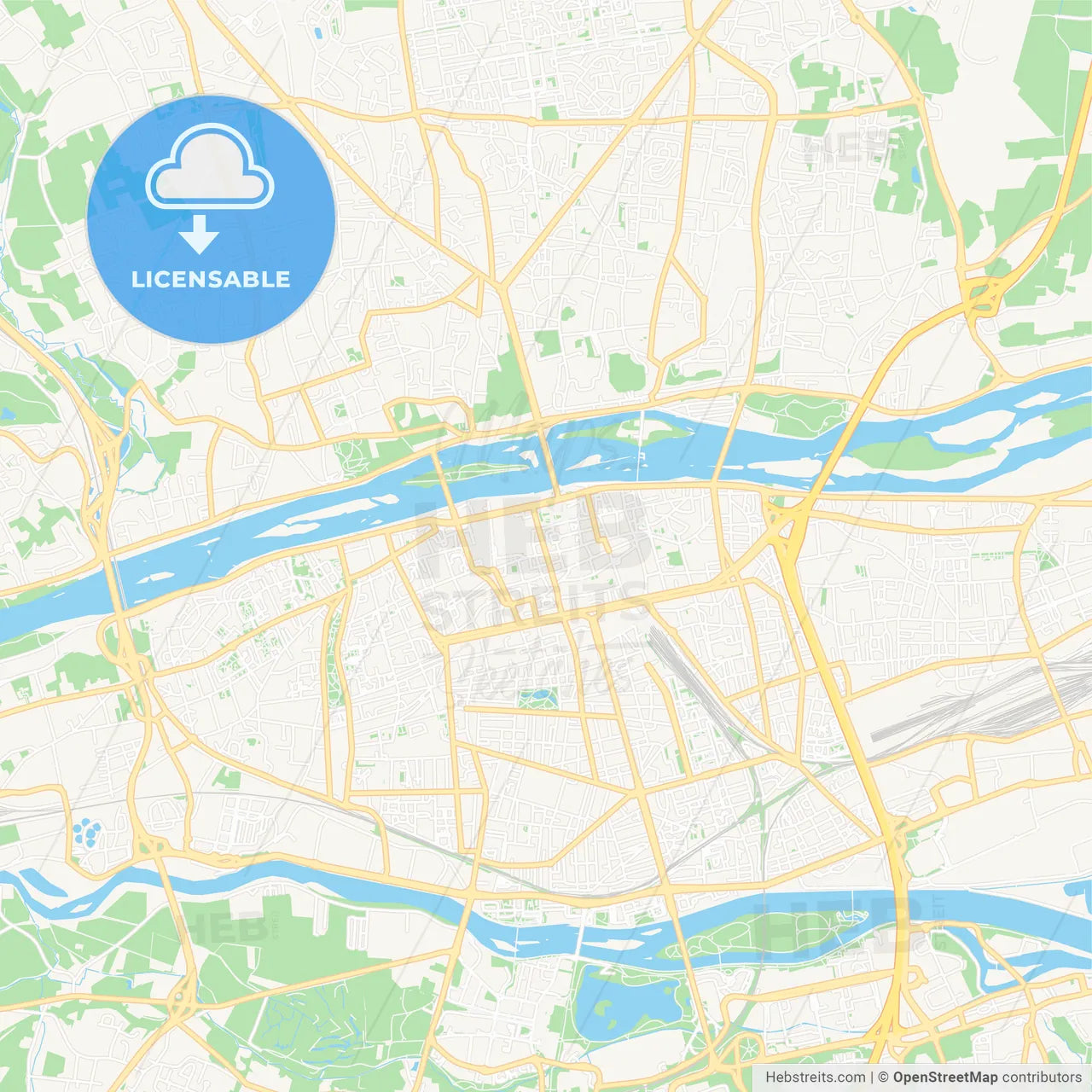 Tours, France Vector Map - Classic Colors