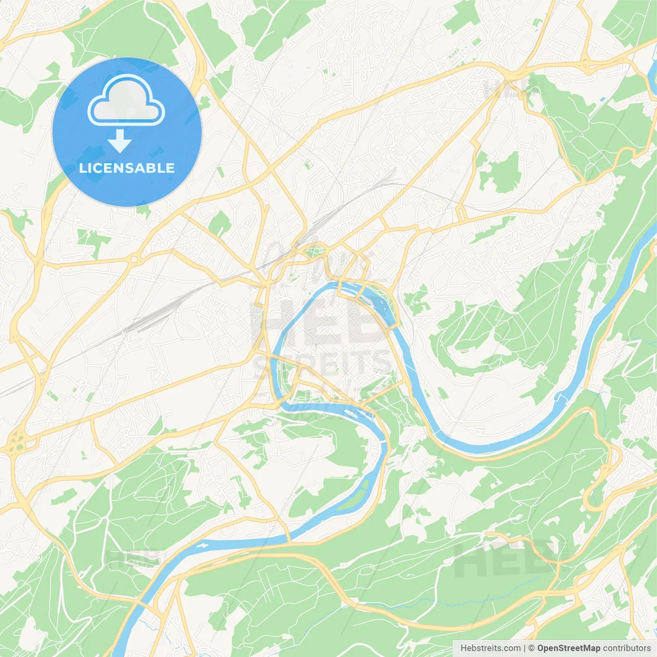 Besancon, France Vector Map - Classic Colors