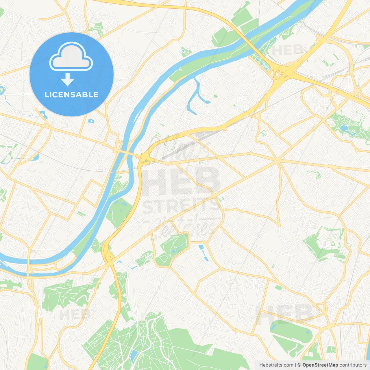 Rueil-Malmaison, France Vector Map - Classic Colors