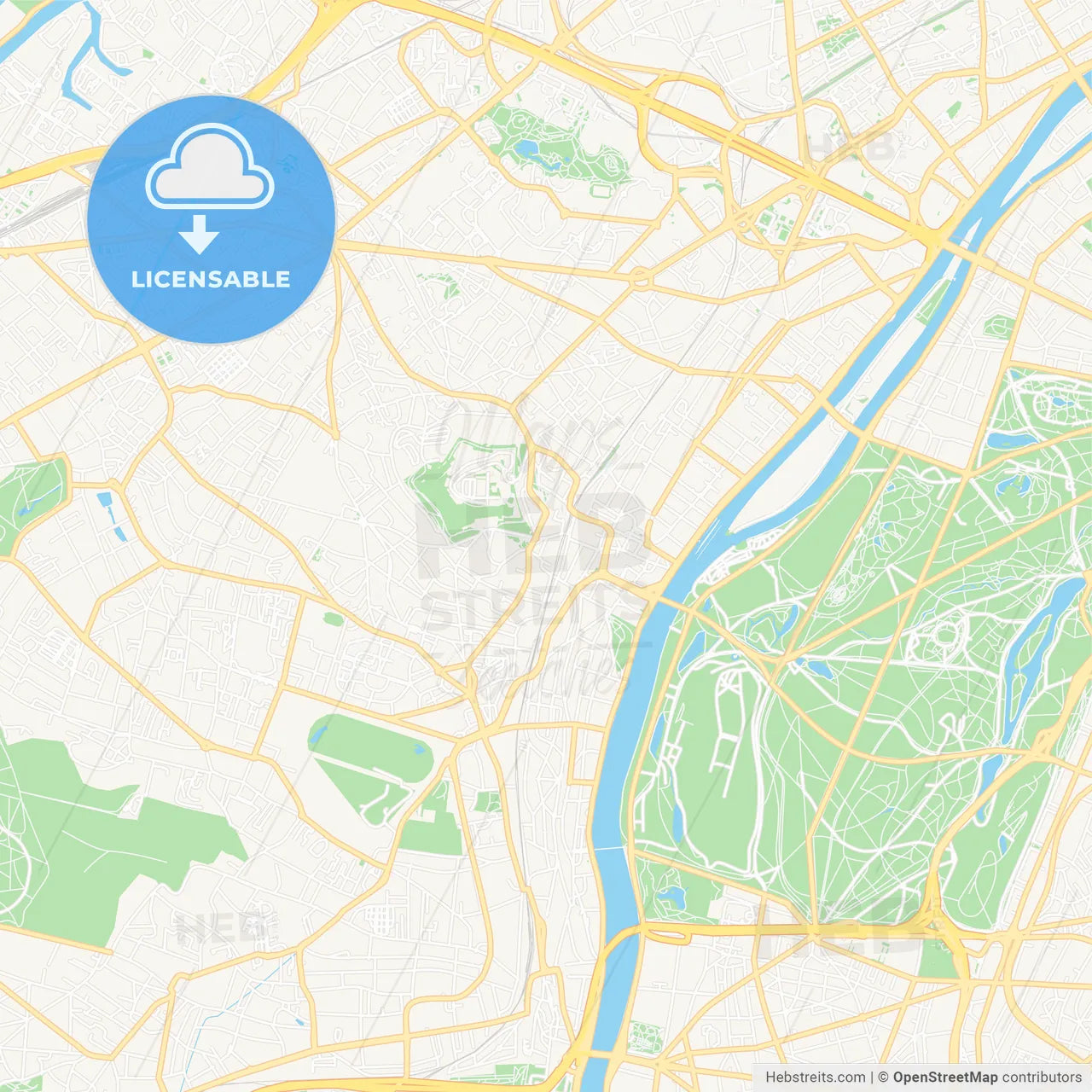 Suresnes, France Vector Map - Classic Colors