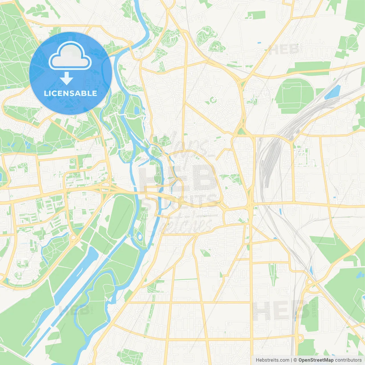 Halle (Saale), Germany Vector Map - Classic Colors