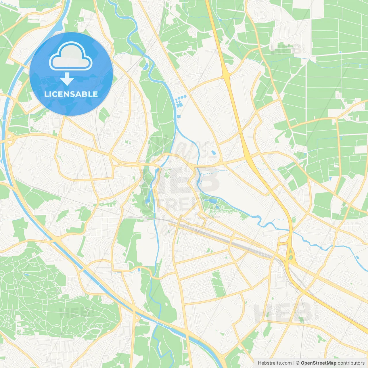 Furth, Germany Vector Map - Classic Colors