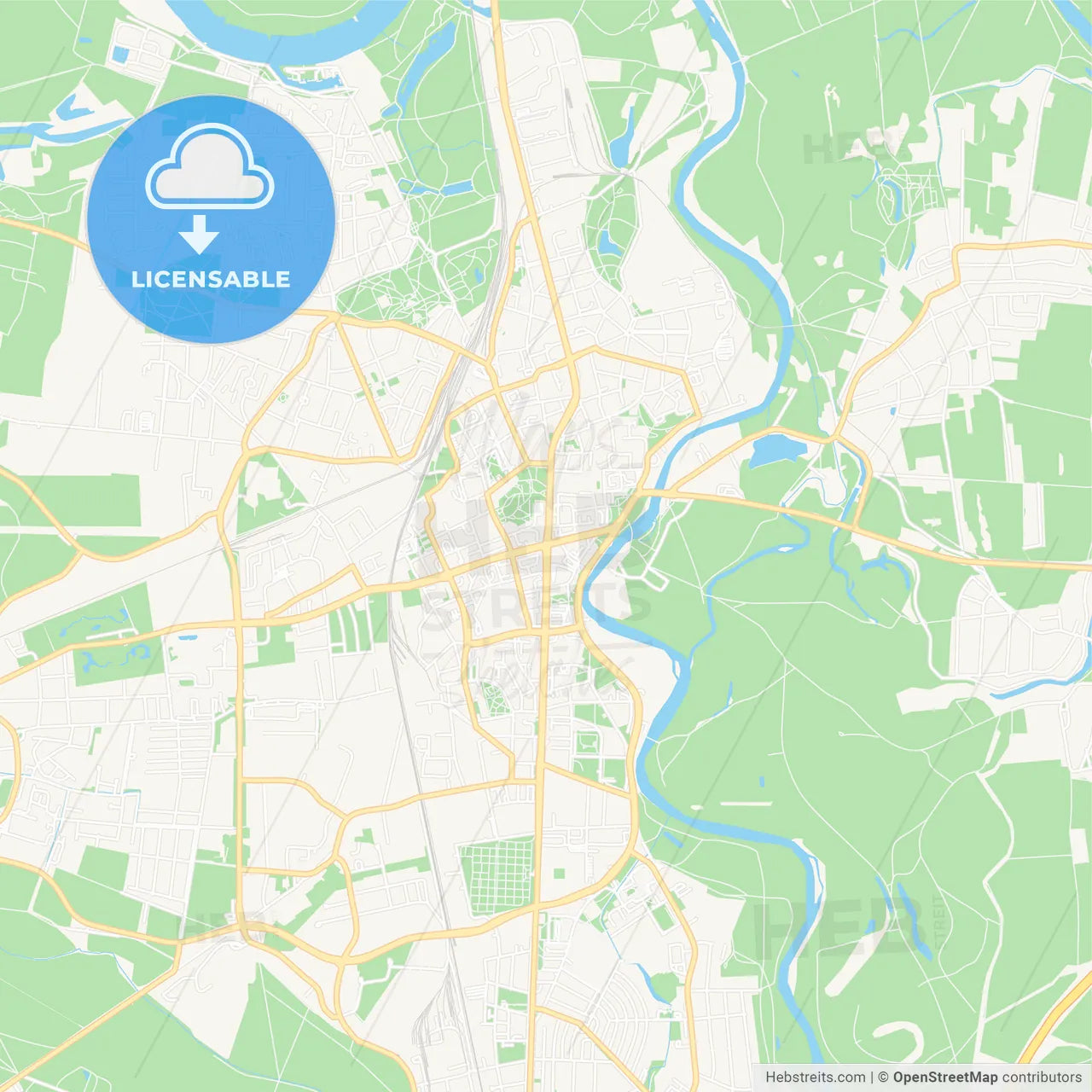 Dessau-Roslau, Germany Vector Map - Classic Colors