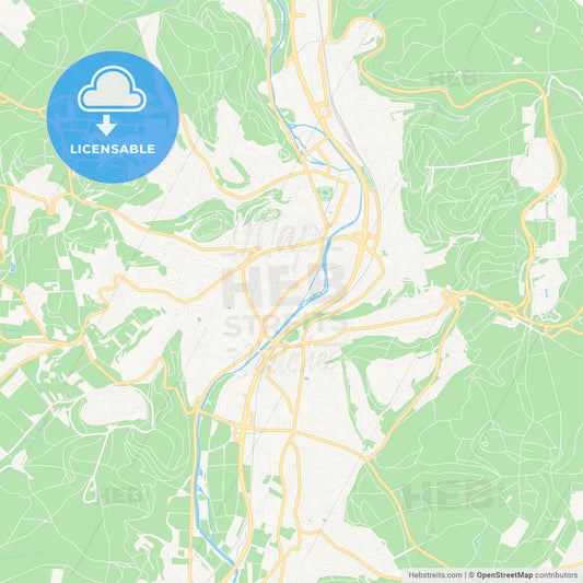 Marburg, Germany Vector Map - Classic Colors