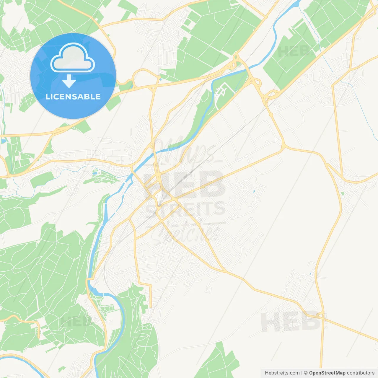 Bad Kreuznach, Germany Vector Map - Classic Colors