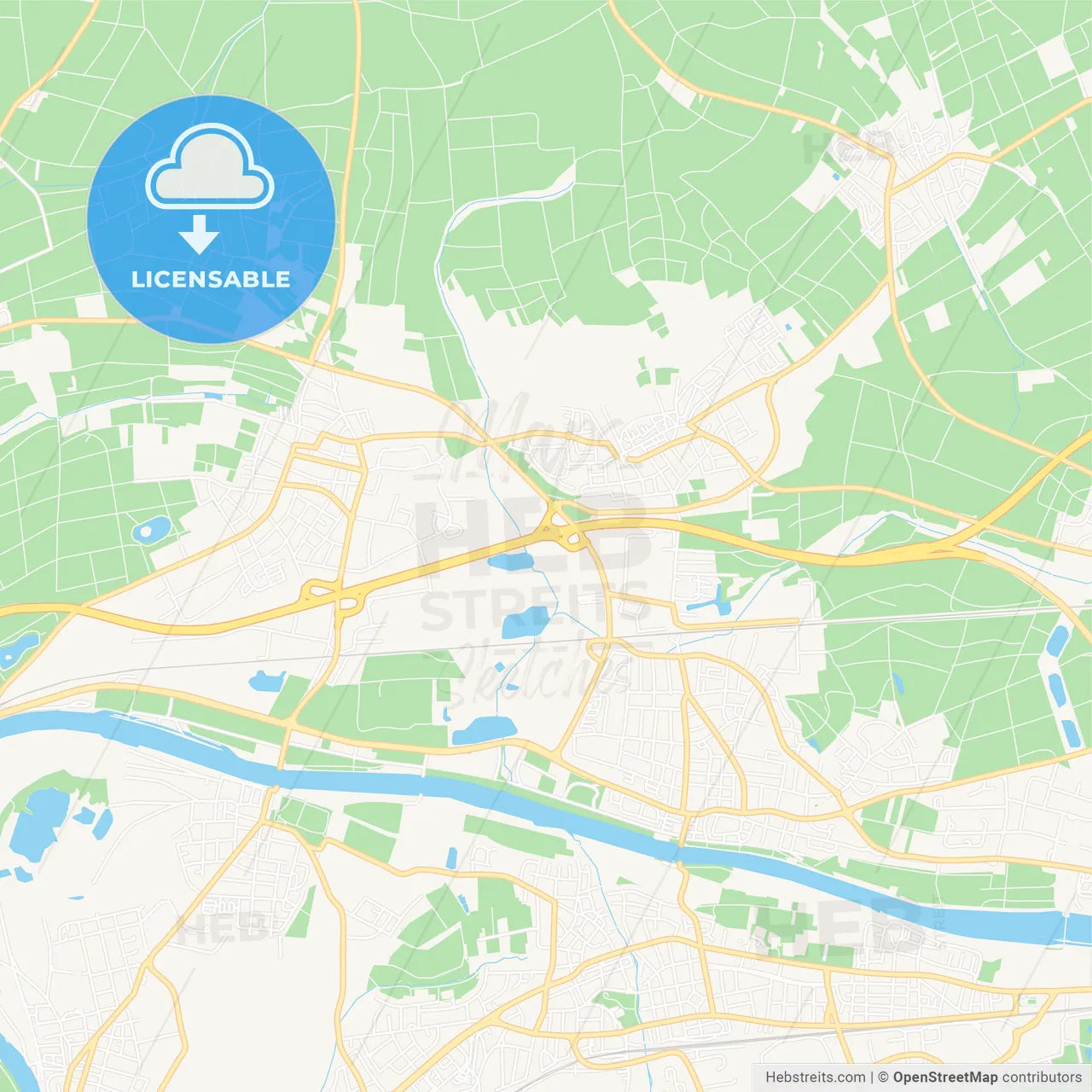 Maintal, Germany Vector Map - Classic Colors