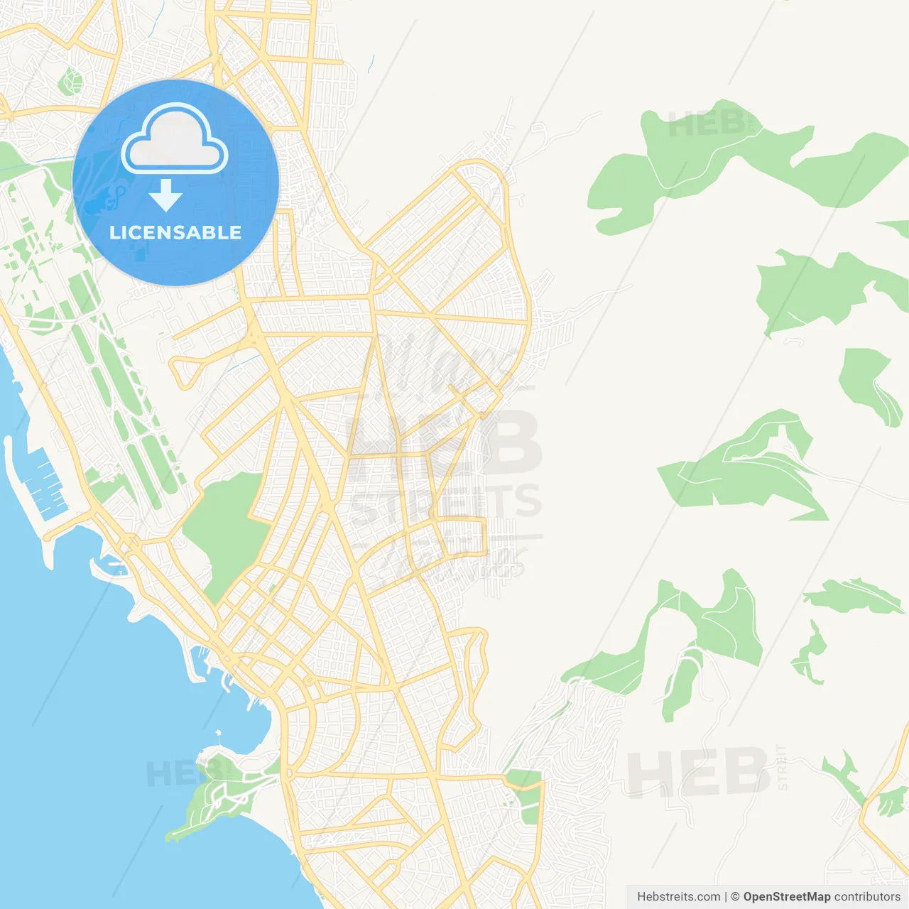 Glyfada, Greece Vector Map - Classic Colors