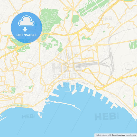 Naples, Italy Vector Map - Classic Colors