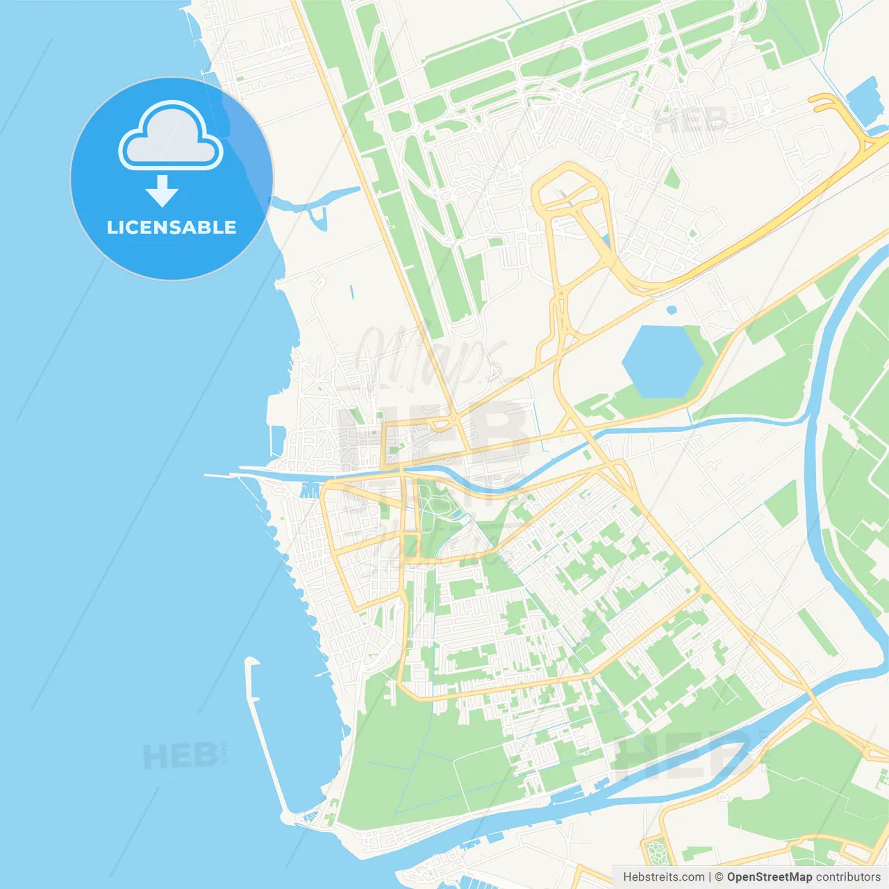 Fiumicino, Italy Vector Map - Classic Colors