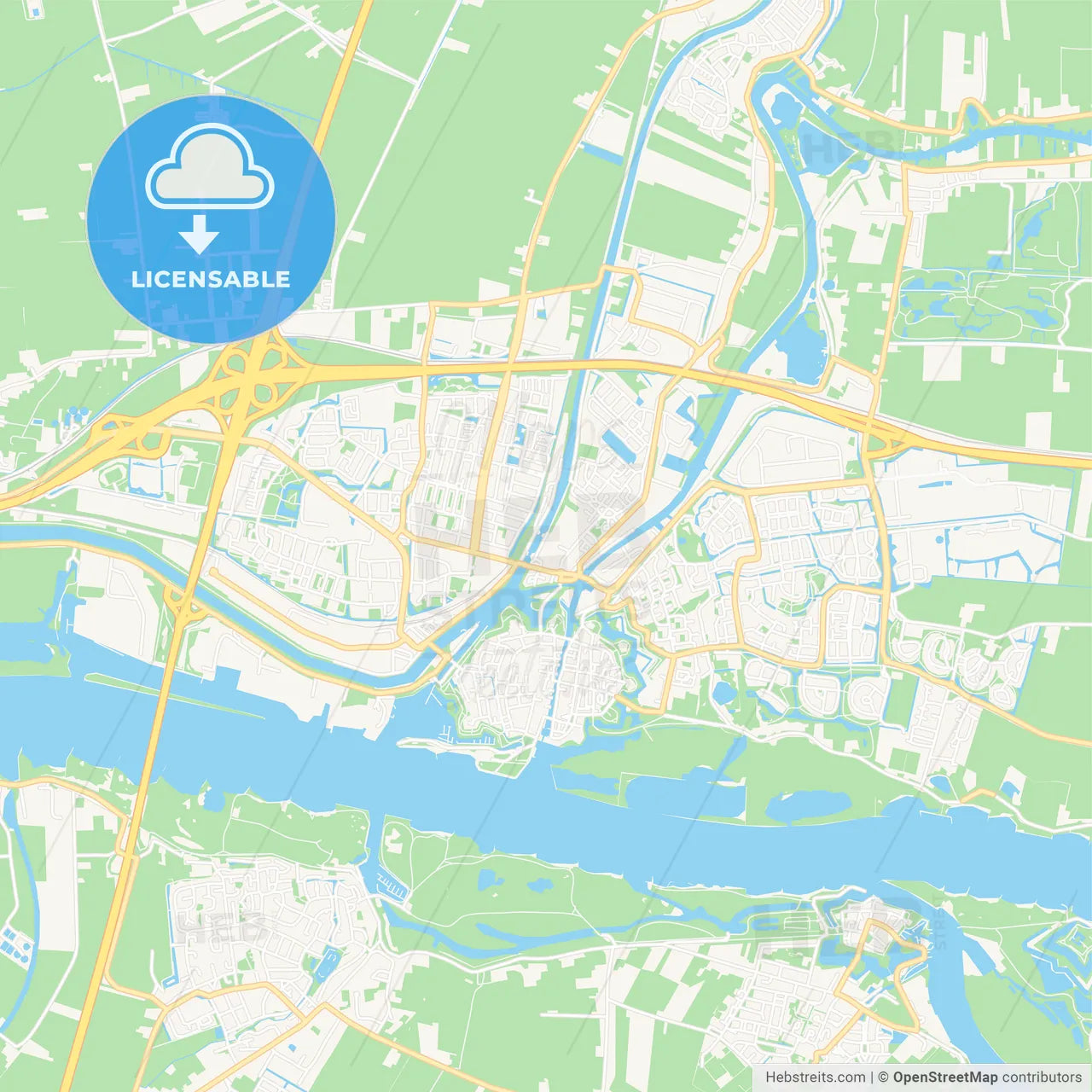 Gorinchem, Netherlands Vector Map - Classic Colors