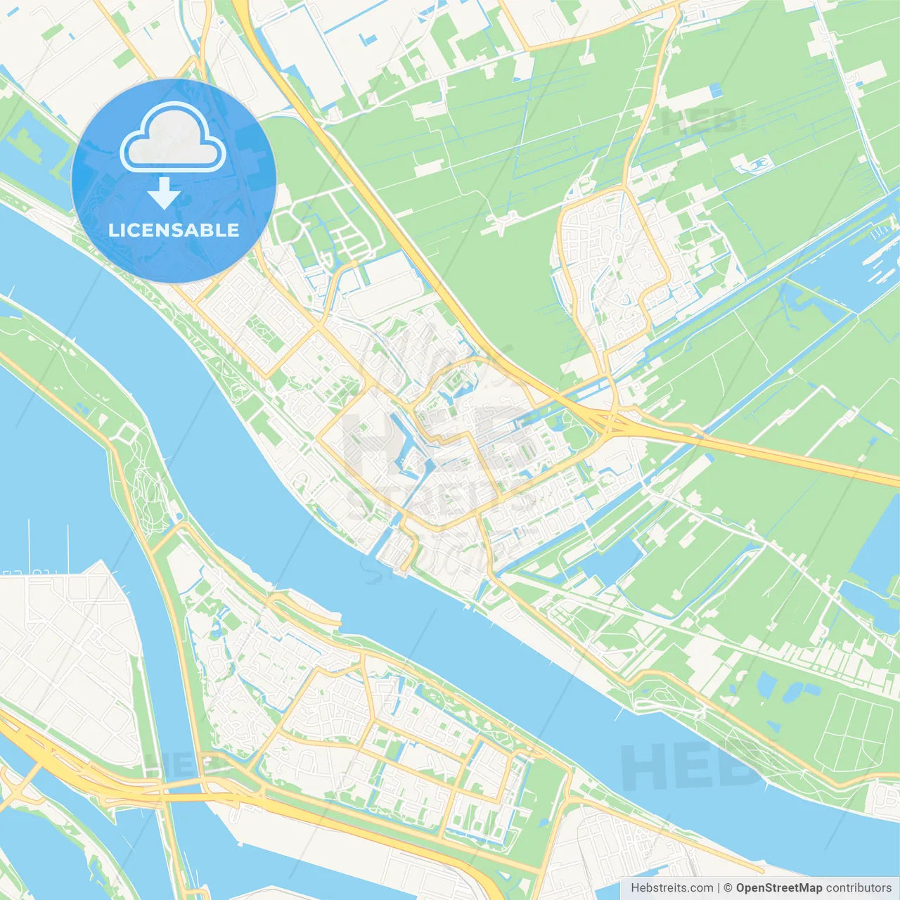 Maassluis, Netherlands Vector Map - Classic Colors
