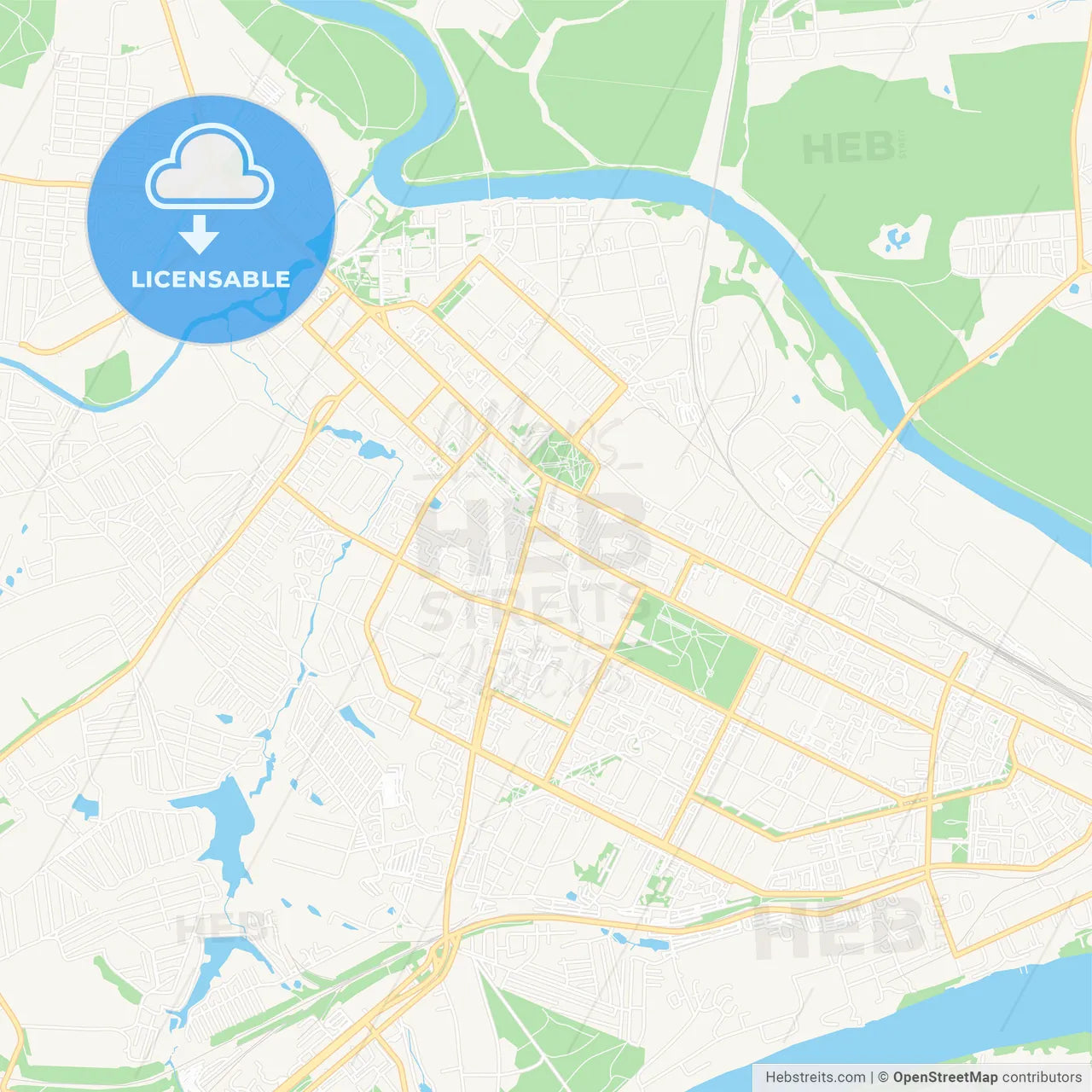 Kolomna, Russia Vector Map - Classic Colors
