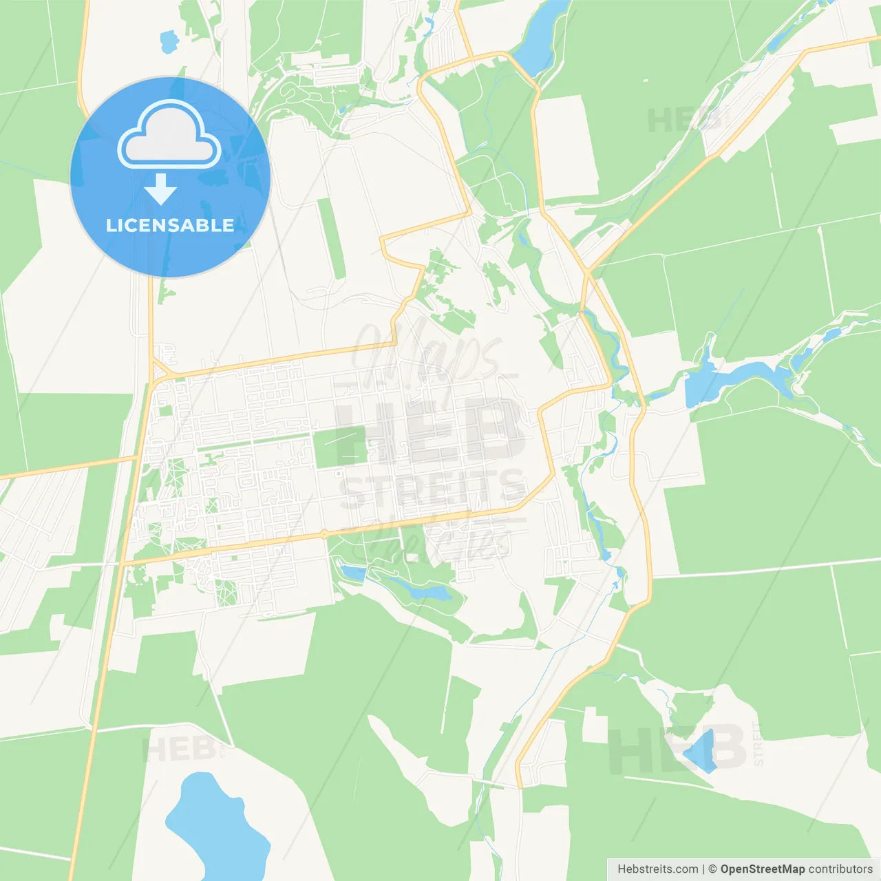 Zhovti Vody, Ukraine Vector Map - Classic Colors