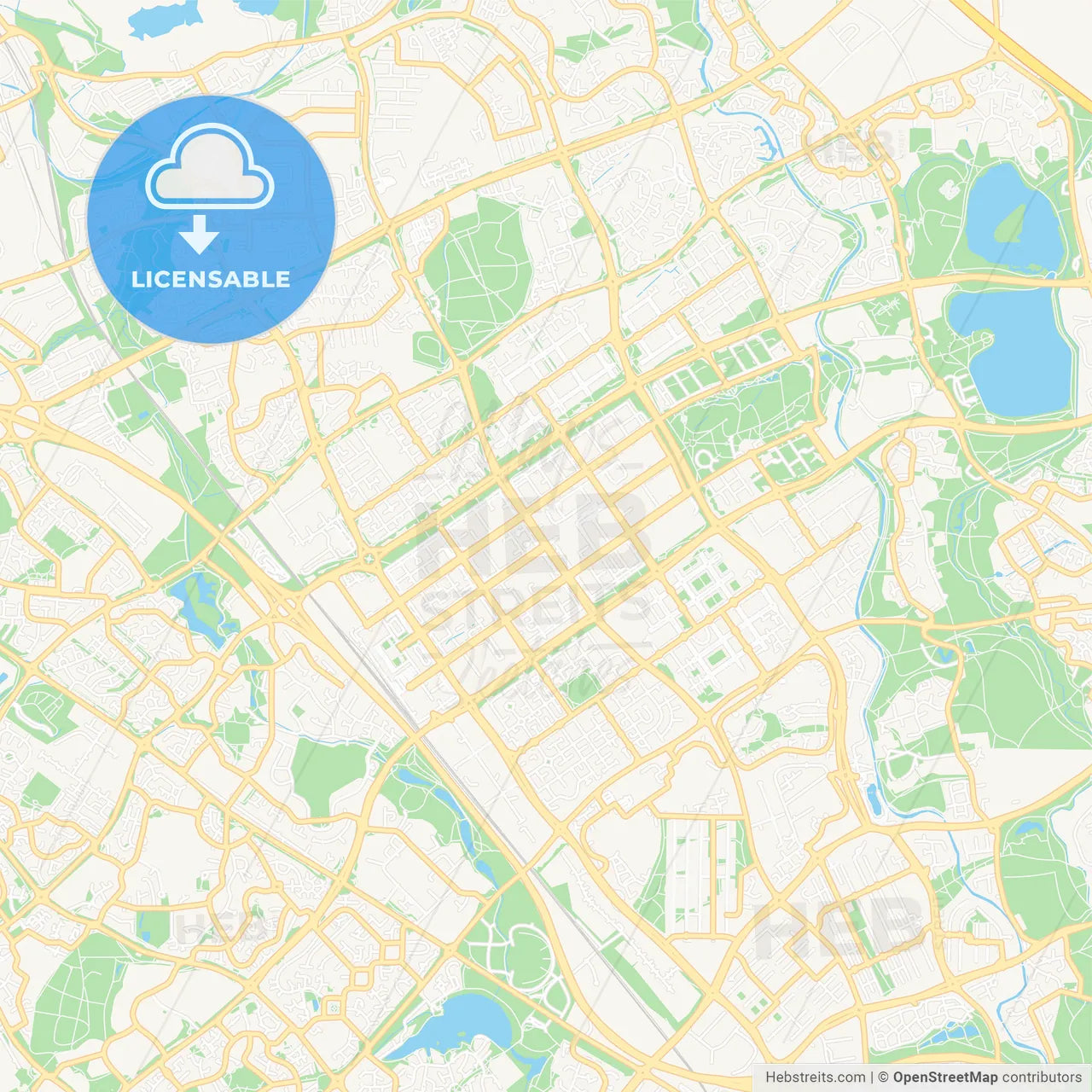 Milton Keynes, England Vector Map - Classic Colors