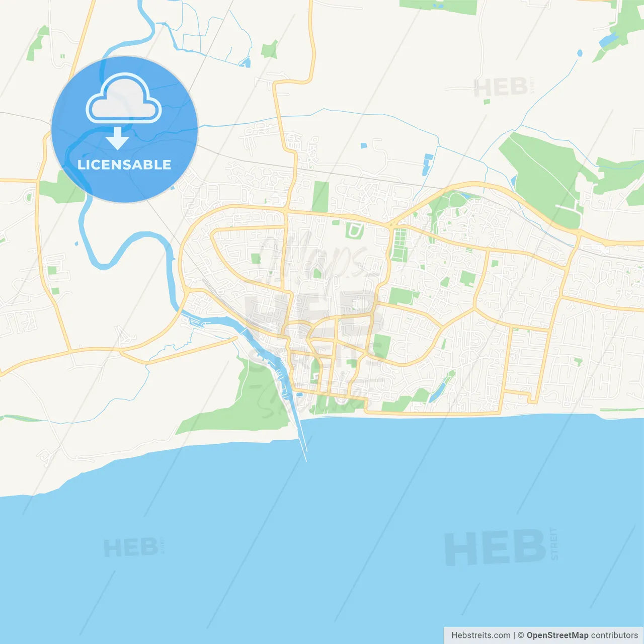 Littlehampton, England Vector Map - Classic Colors