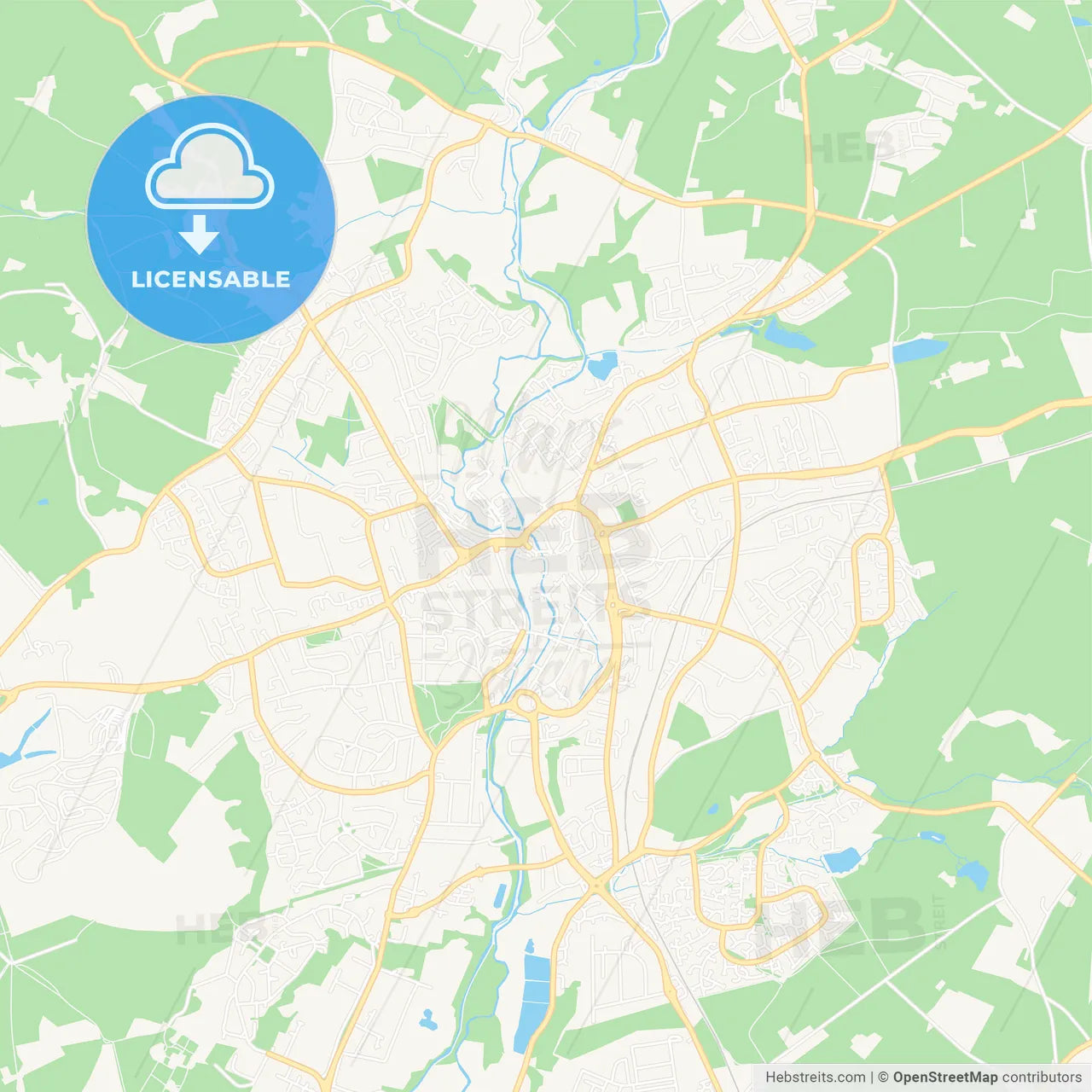 Kidderminster, England Vector Map - Classic Colors