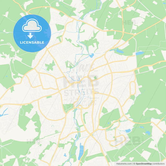 Kidderminster, England Vector Map - Classic Colors