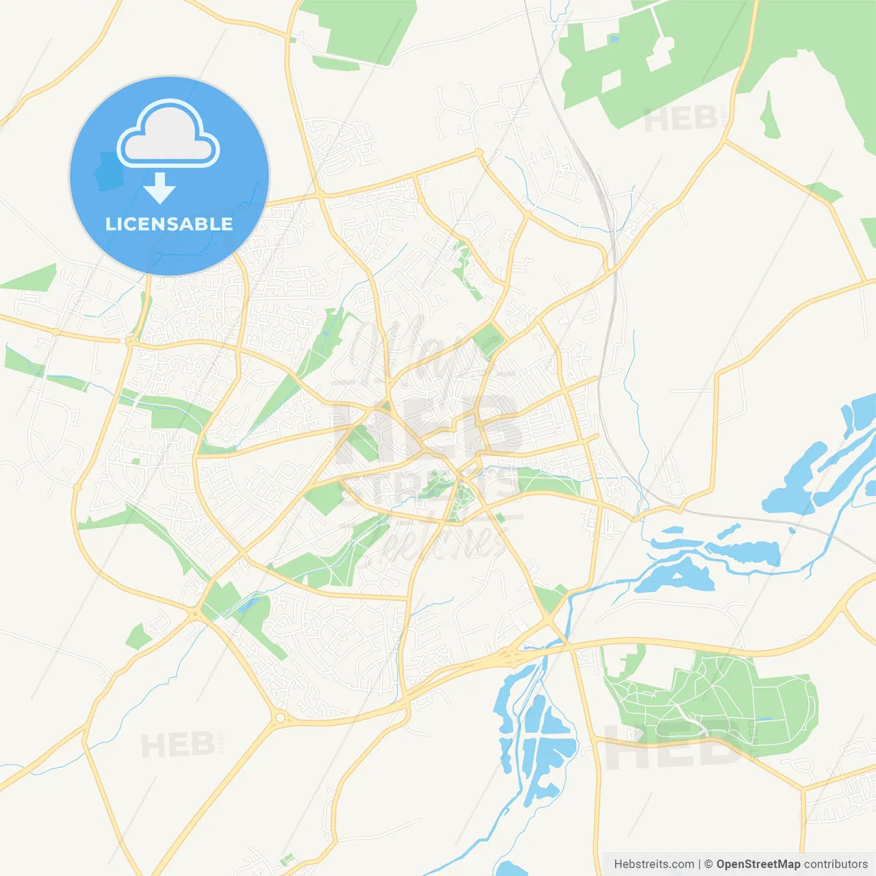 Wellingborough, England Vector Map - Classic Colors