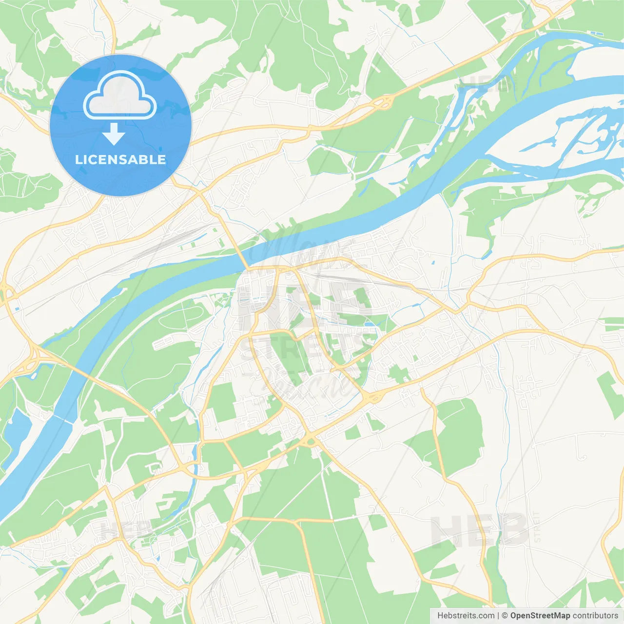 Braunau am Inn, Austria Vector Map - Classic Colors