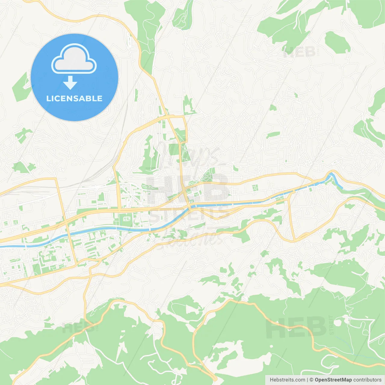 Sarajevo, Bosnia and Herzegovina Vector Map - Classic Colors