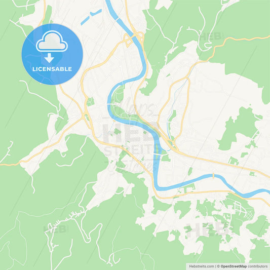 Zenica, Bosnia and Herzegovina Vector Map - Classic Colors