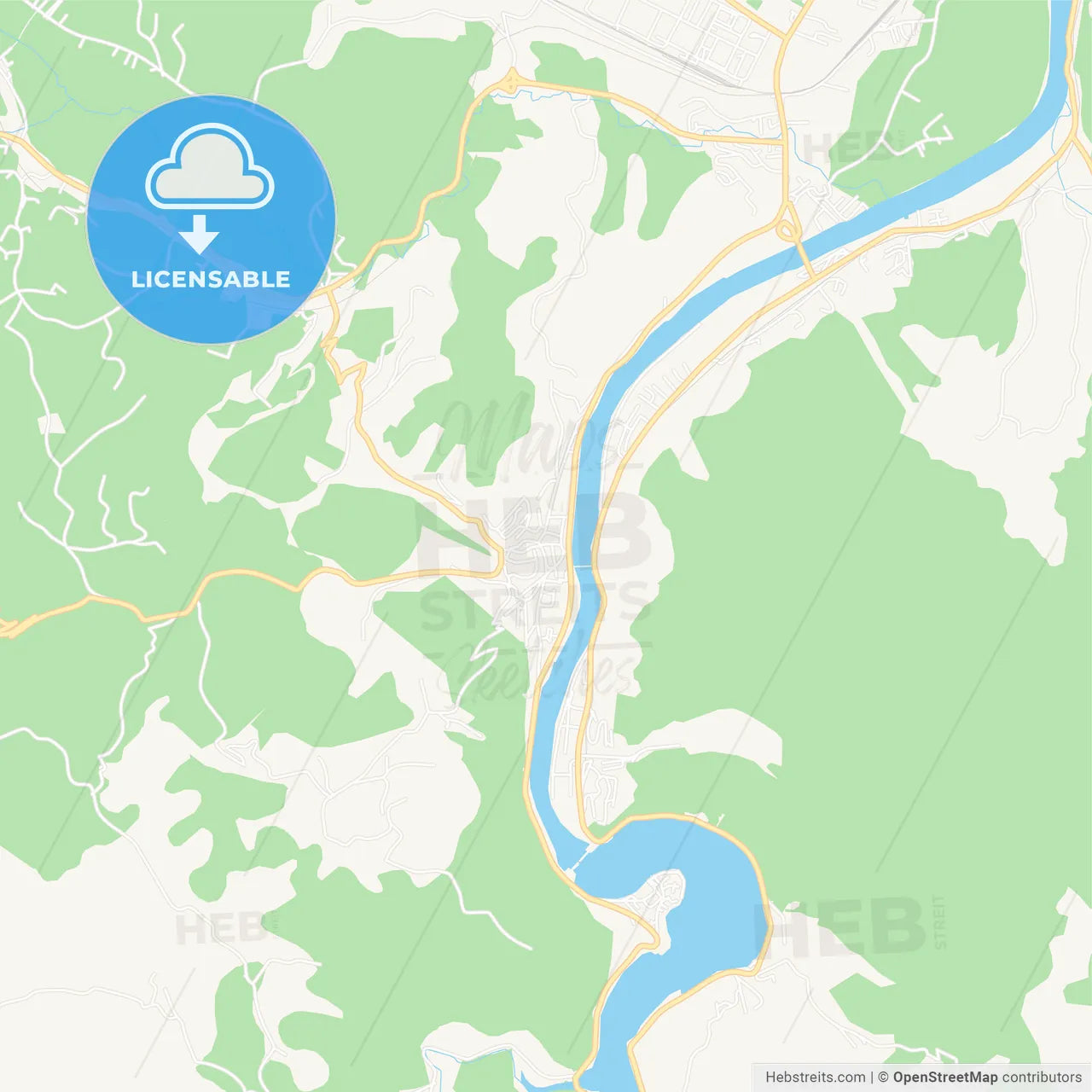 Zvornik, Bosnia and Herzegovina Vector Map - Classic Colors