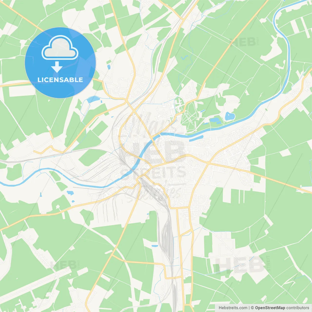 Prerov, Czechia Vector Map - Classic Colors