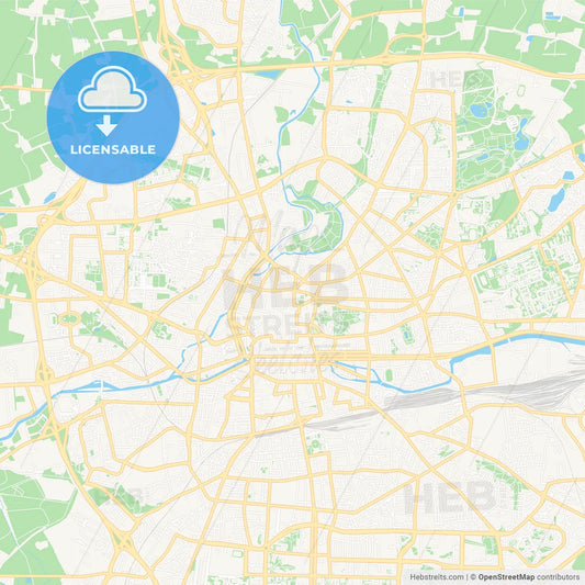Rennes, France Vector Map - Classic Colors