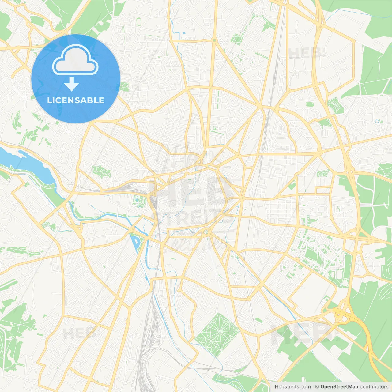 Dijon, France Vector Map - Classic Colors
