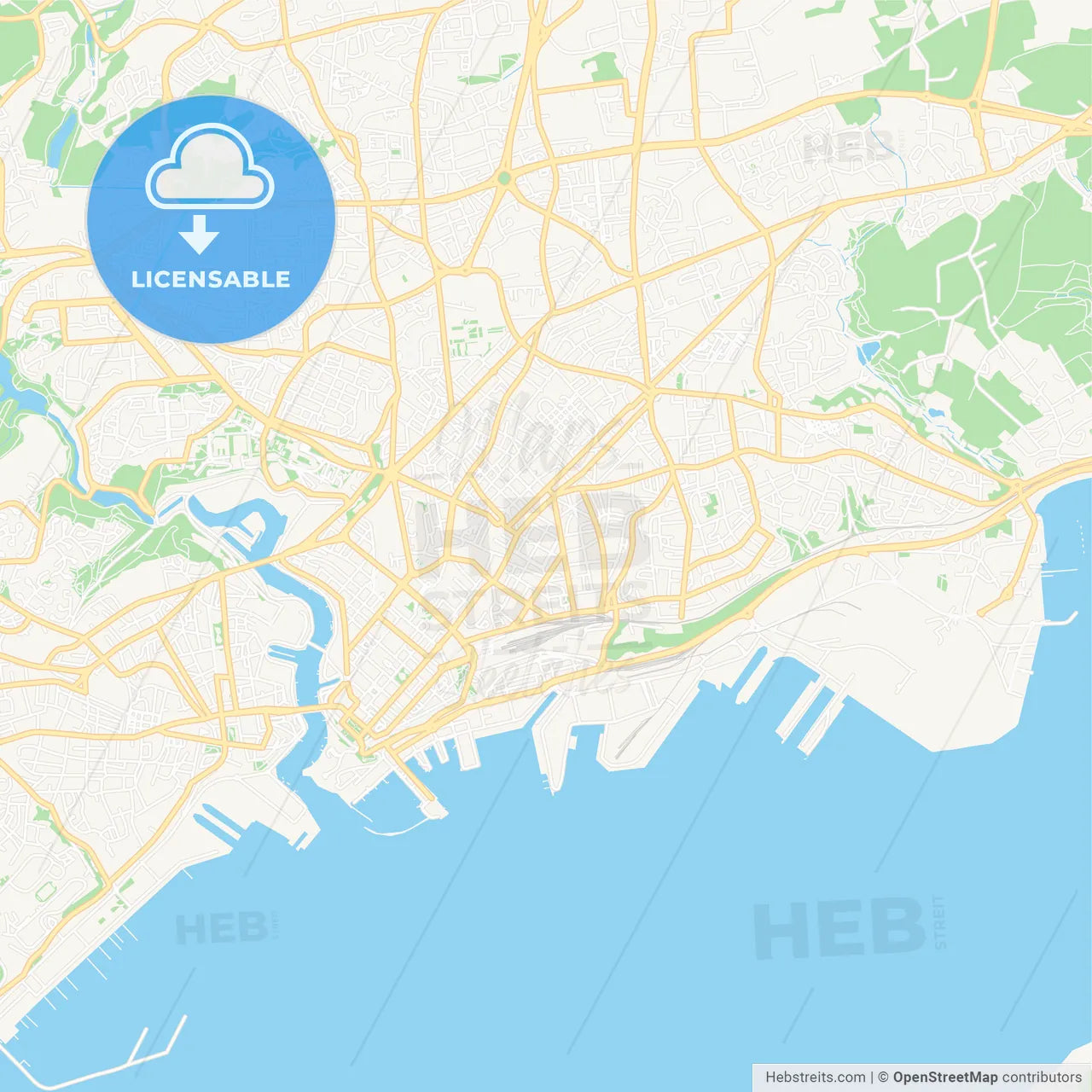 Brest, France Vector Map - Classic Colors