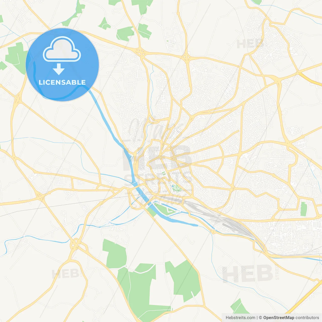 Beziers, France Vector Map - Classic Colors