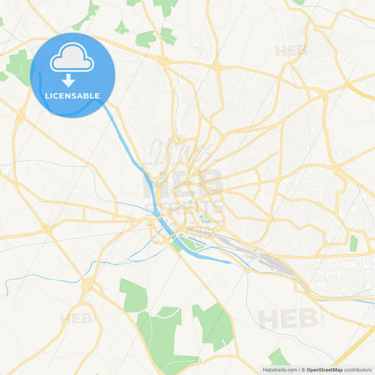 Beziers, France Vector Map - Classic Colors