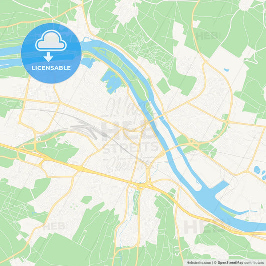 Mantes-la-Jolie, France Vector Map - Classic Colors