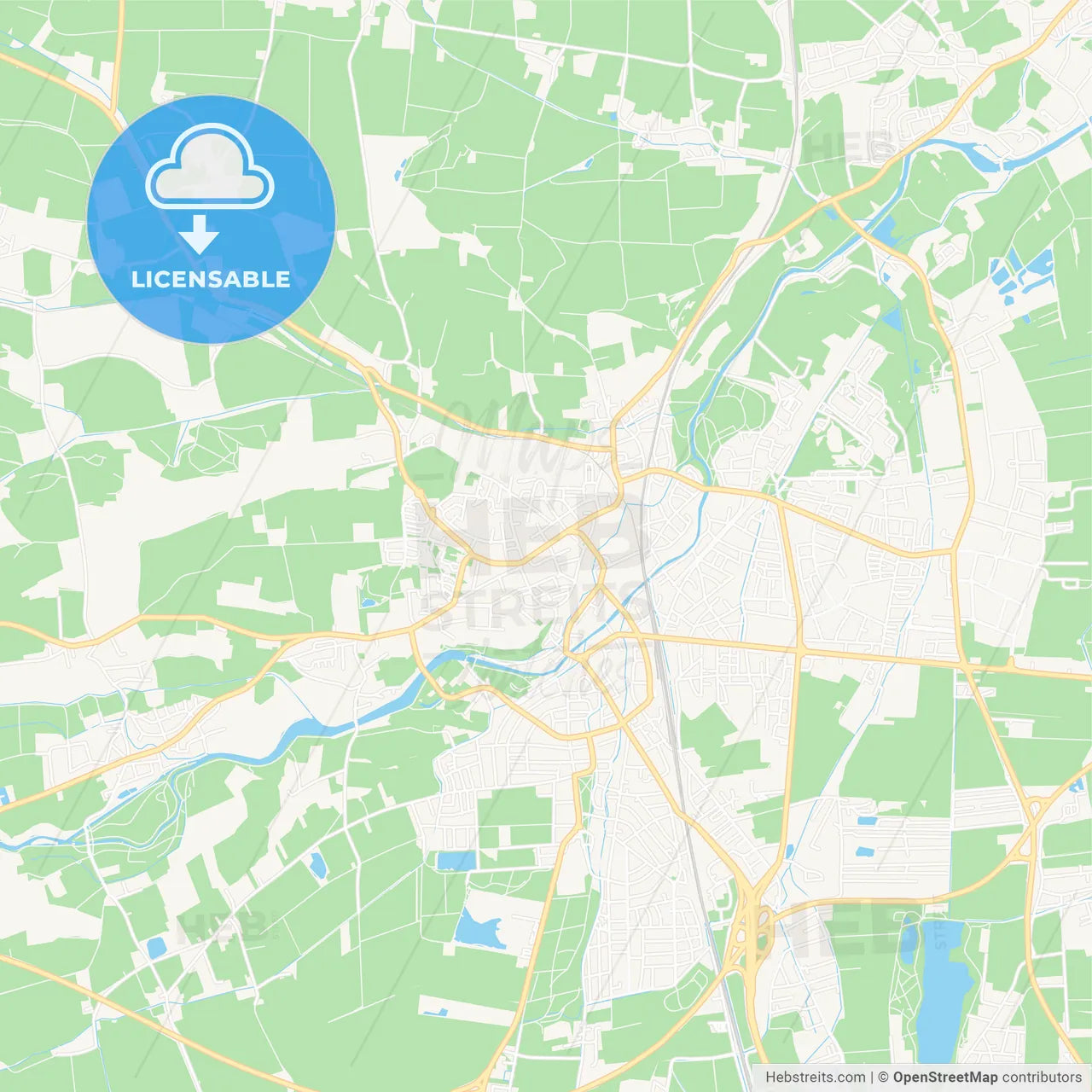 Dachau, Germany Vector Map - Classic Colors