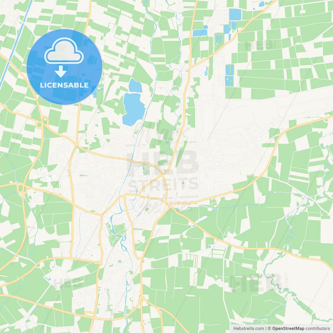 Erding, Germany Vector Map - Classic Colors