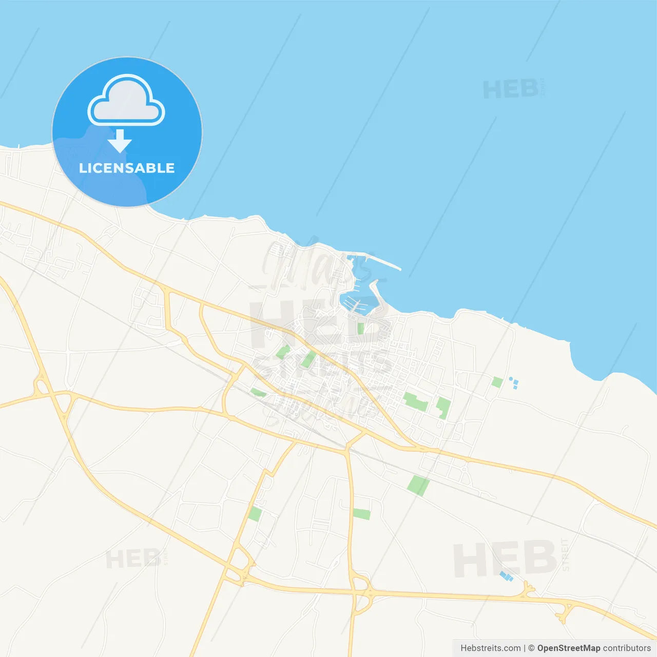 Bisceglie, Italy Vector Map - Classic Colors