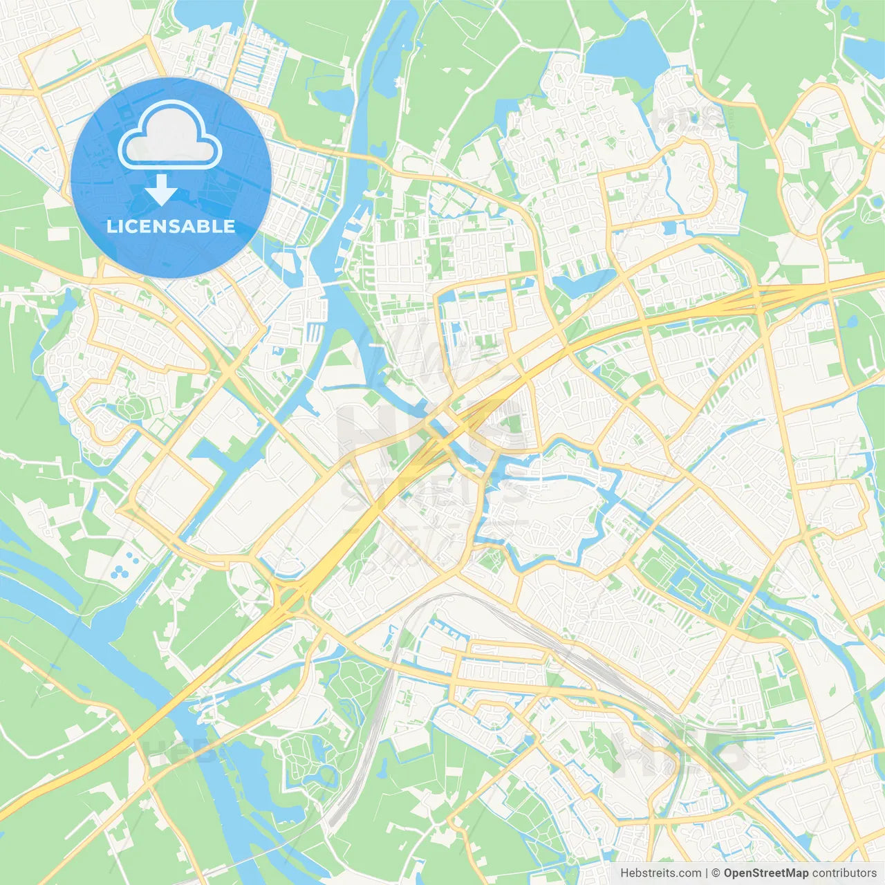 Zwolle, Netherlands Vector Map - Classic Colors