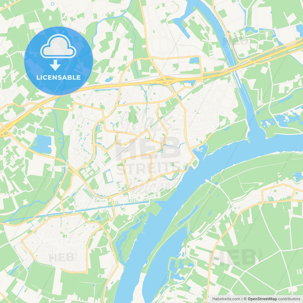 Tiel, Netherlands Vector Map - Classic Colors