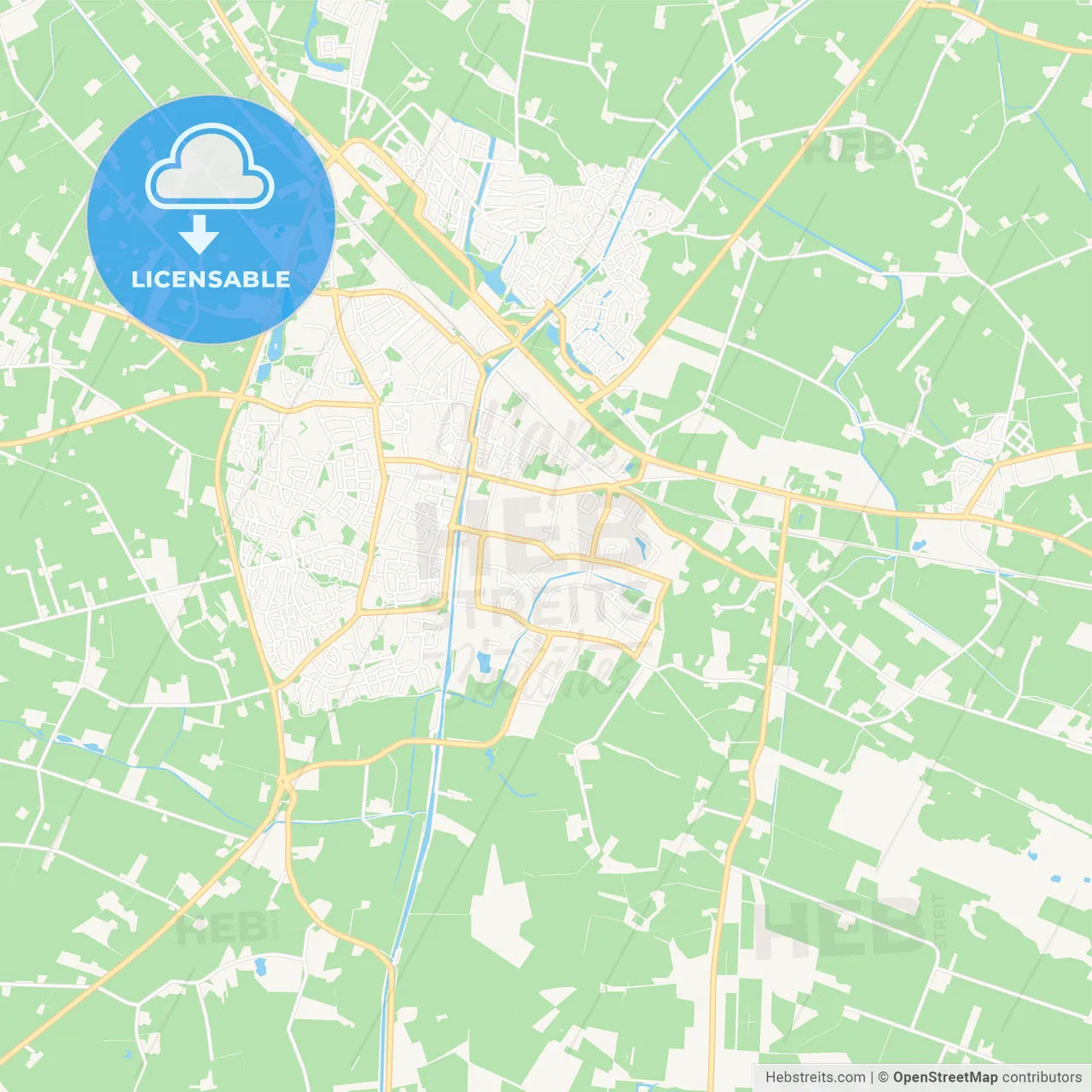 Raalte, Netherlands Vector Map - Classic Colors