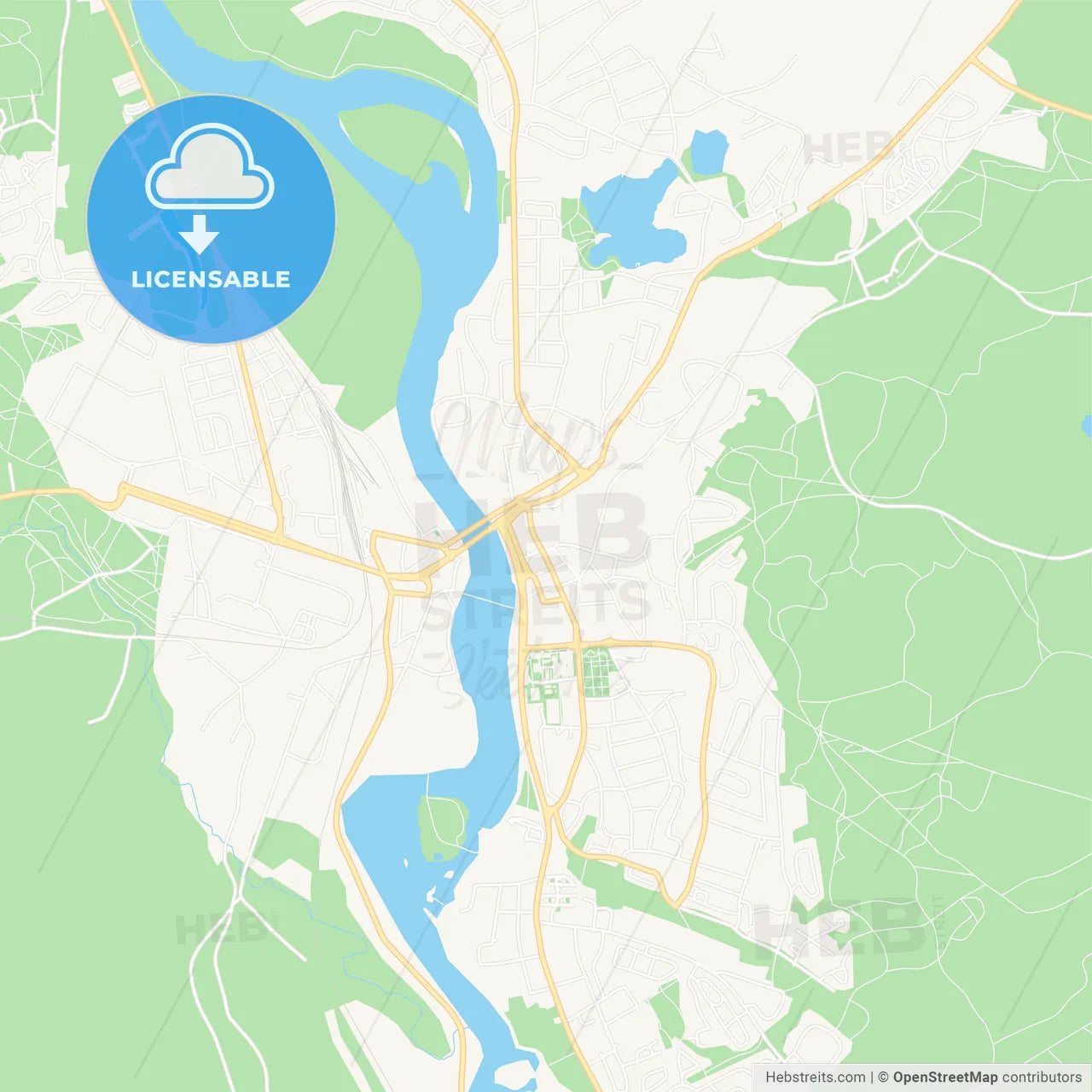 Elverum, Norway Vector Map - Classic Colors