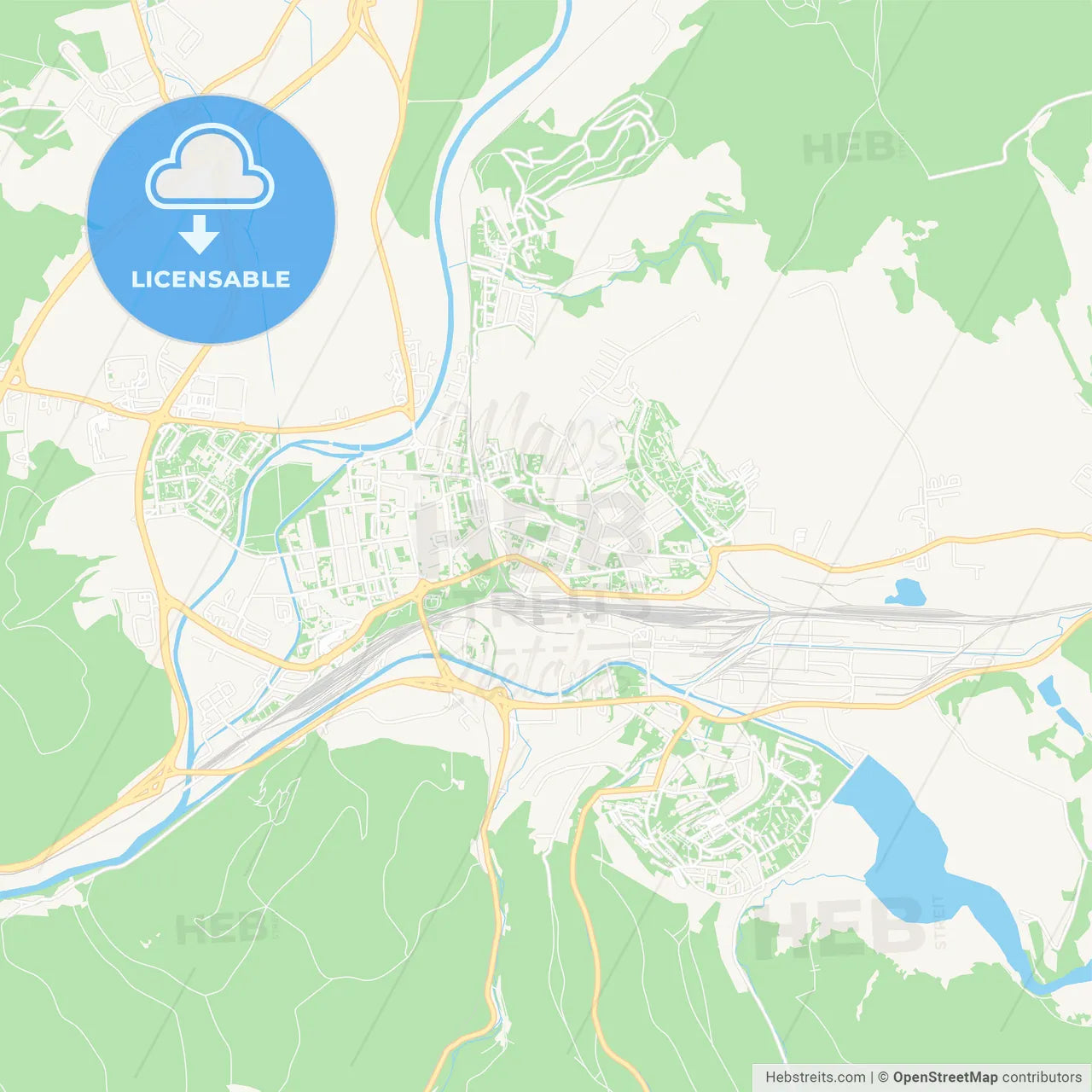 Zvolen, Slovakia Vector Map - Classic Colors