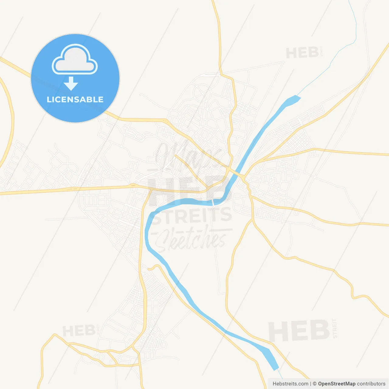 Mustafakemalpasa, Turkey Vector Map - Classic Colors