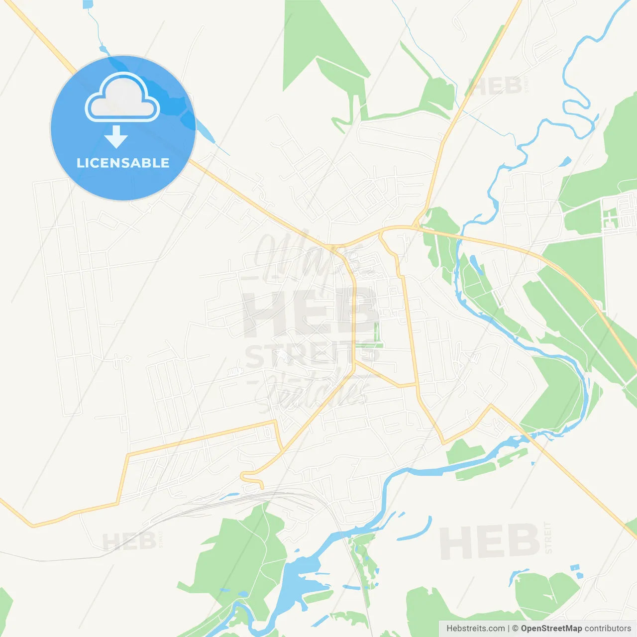 Chuhuiv, Ukraine Vector Map - Classic Colors