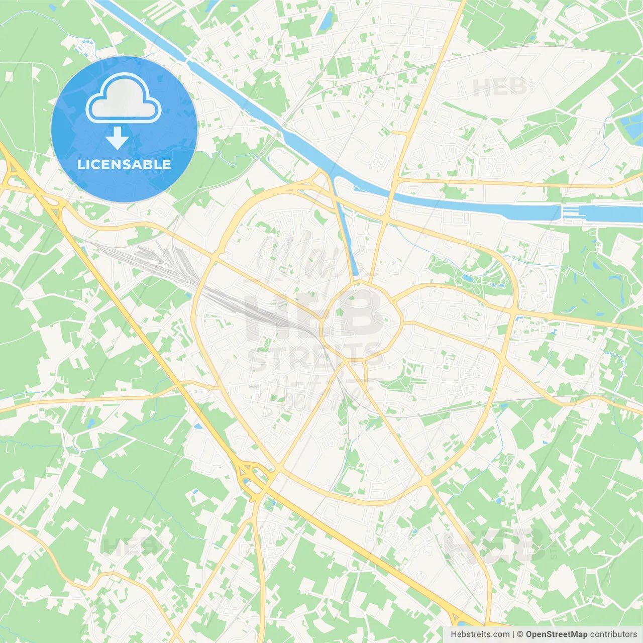 Hasselt, Belgium Vector Map - Classic Colors